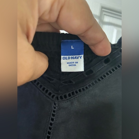 T36- OLD NAVY Black LINEN-RAYON Blend CutOut Spaghetti Midi Dress - Picture 3 of 8